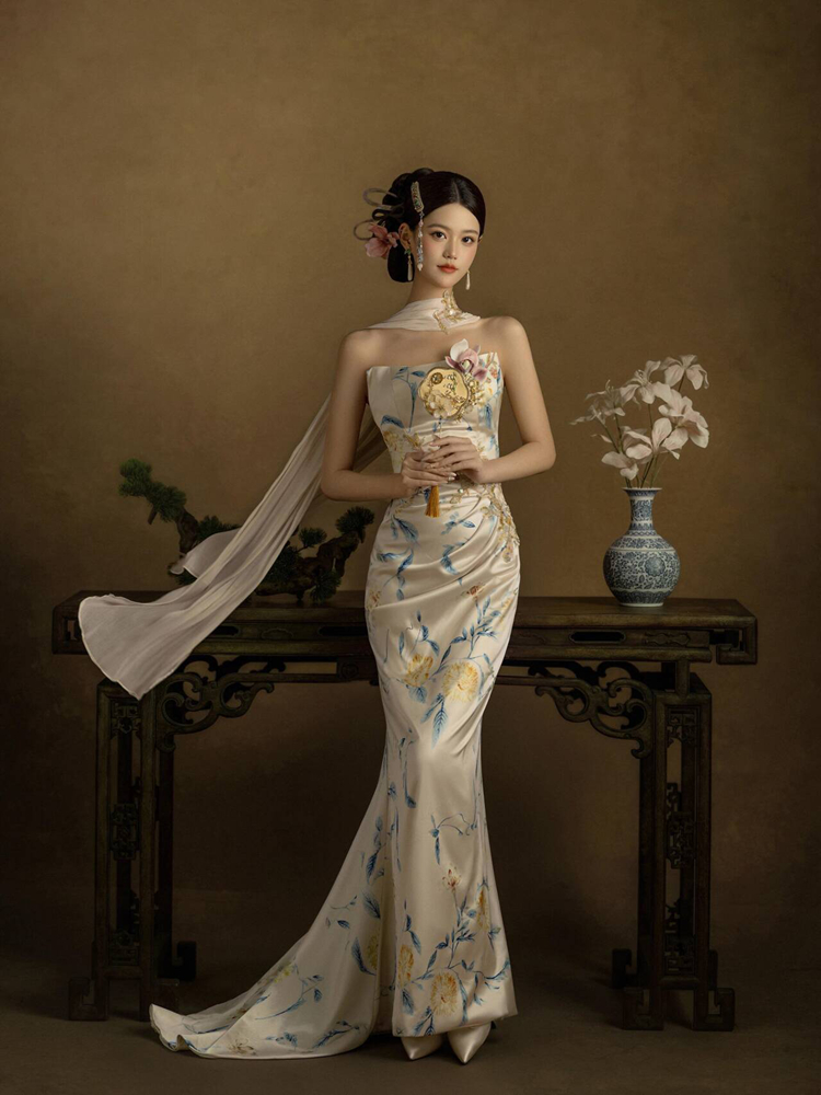 Ethnic Fashion Studio - 2026年新作スタジオ中国風ウェディングドレスポートレート写真撮影衣装レトロ民族風婦人民族衣装