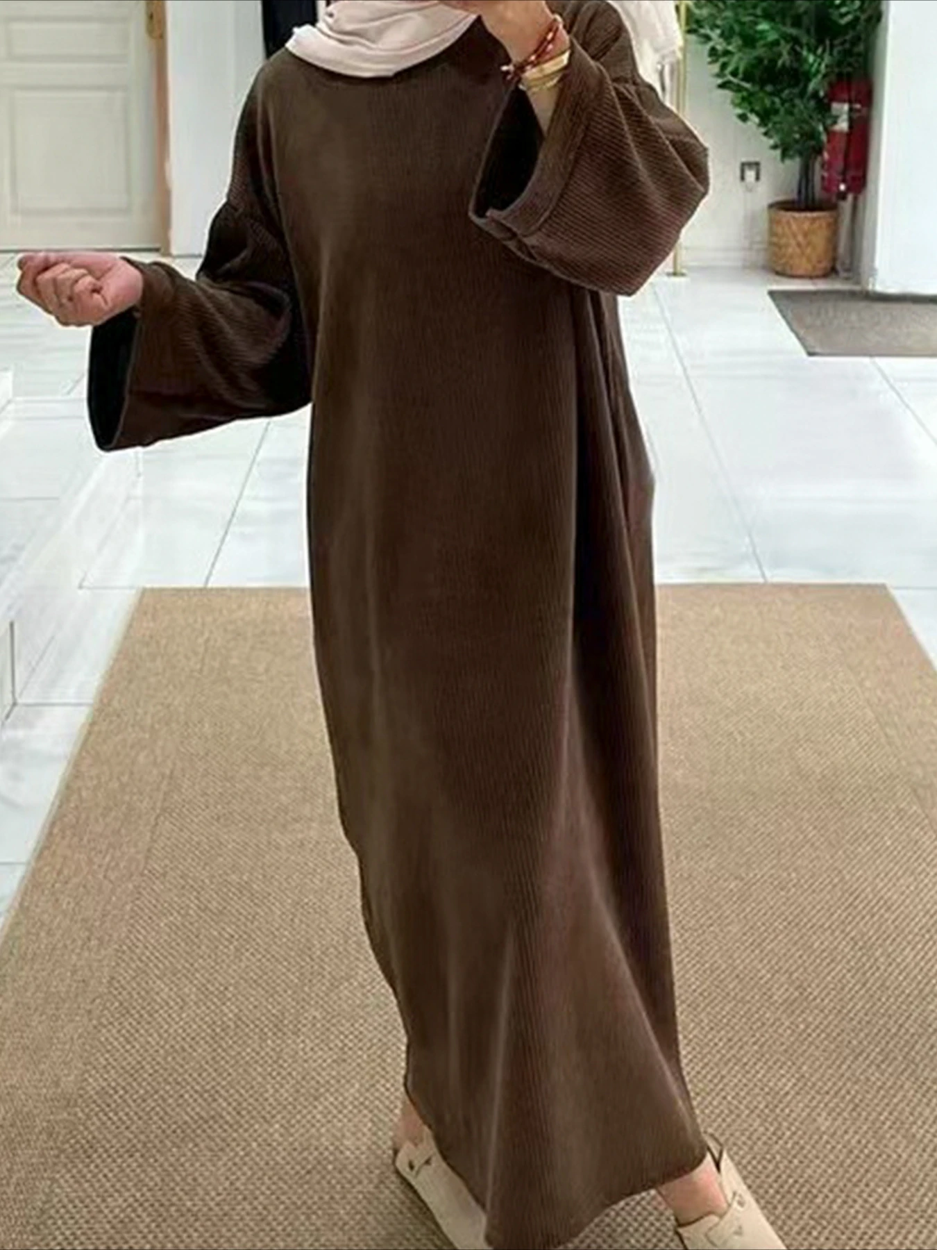 Abaya Modest Wear - イードイスラム教徒の女性の控えめなドレスラマダンイスラム教 Vestidos Jalabiya モロッコサウジアラブアバヤドバイカフタン 2024 秋冬ローブ