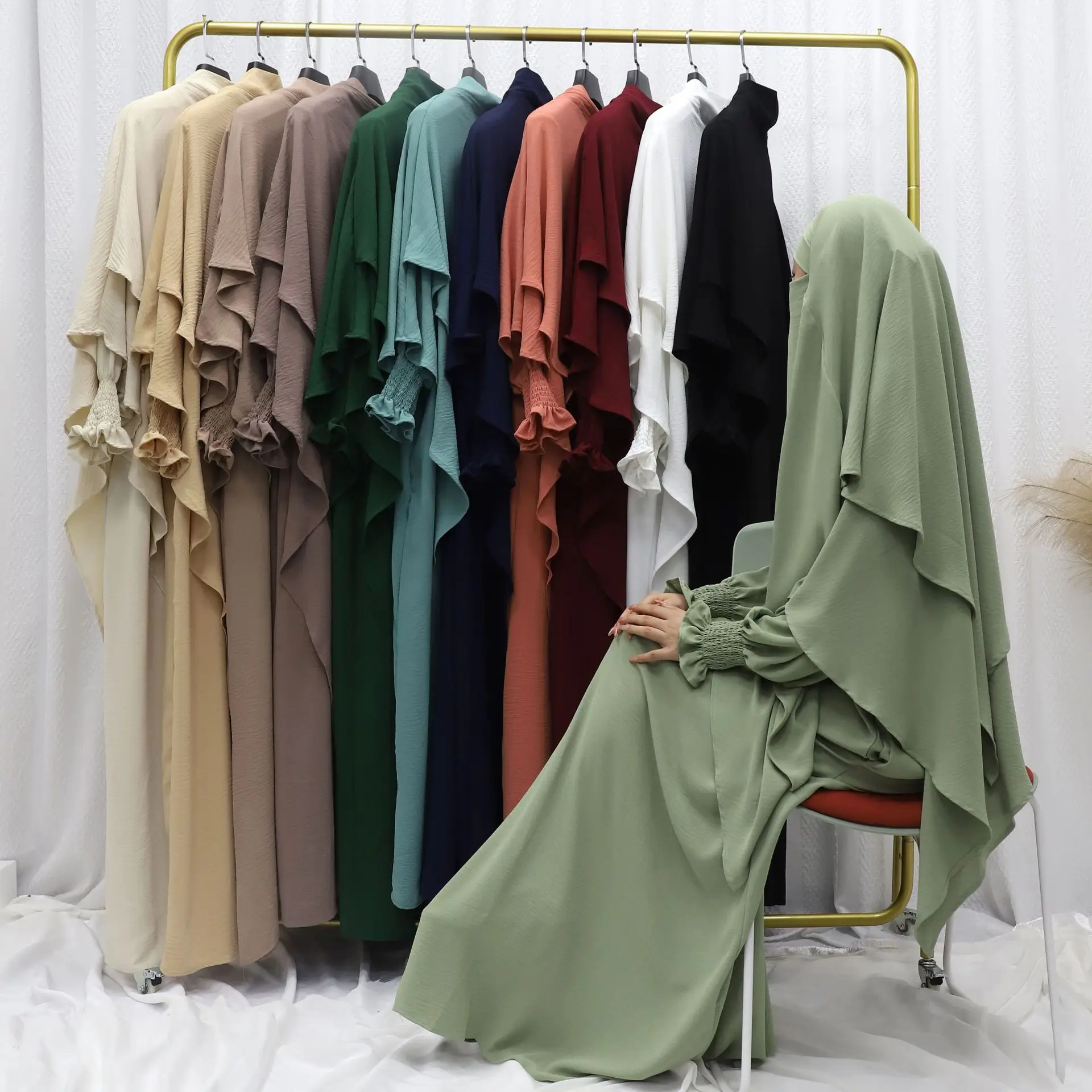 Abaya Modest Wear - ラマダンささやかなイスラム教徒の女性のドレススカーフアバヤモロッコカフタンドバイトルコアバヤイスラム Vestidos アラブロングローブ Jalabiya