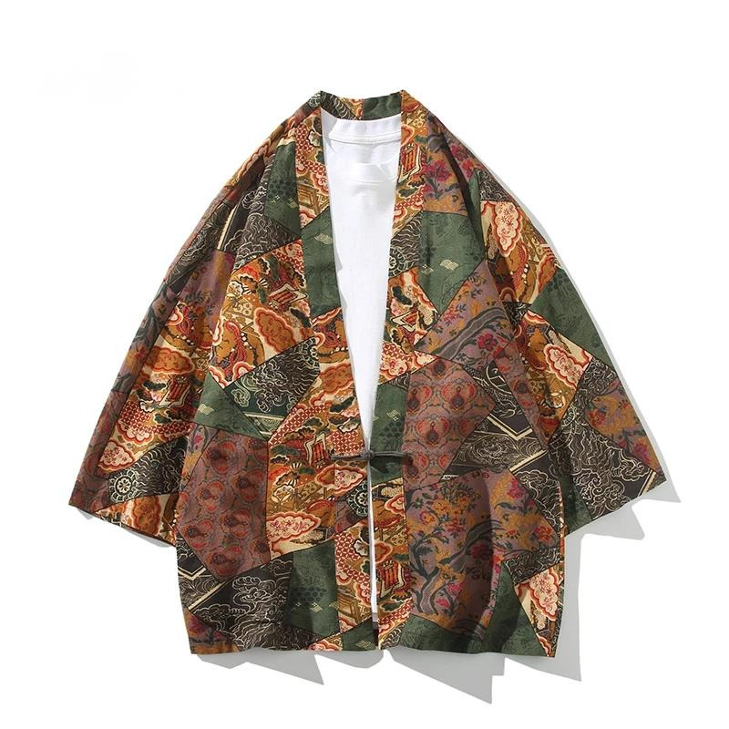 Ethnic Fashion In - エスニックスタイルプリント浴衣男性女性ファッションコットンリネンカーディガンブラウスアジア服原宿日本のコスプレ着物