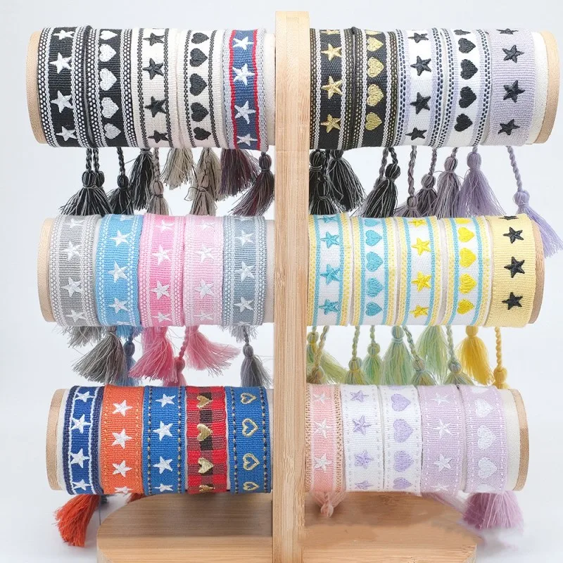 ボヘミアエスニックスタイル刺繍スターロゴブレスレット女性のた - Ethnic Fashion Logo のレビューと価格