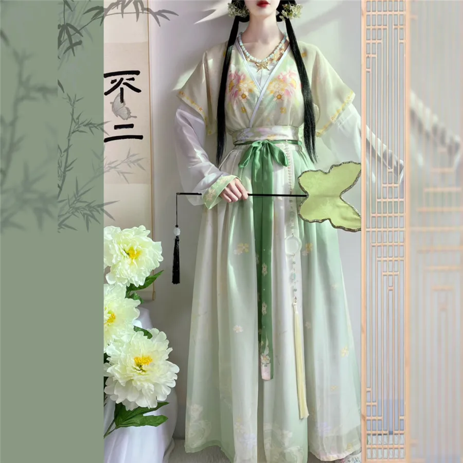 はい中国の伝統的なピンクオレンジグリーン女性服妖精漢服ファッ - Ethnic Fashion Show のレビューと価格