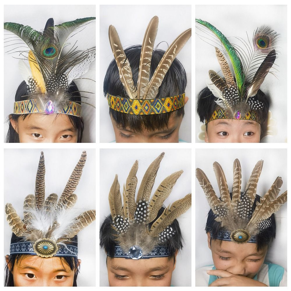 ファッションエスニックスタイルの羽飾り付きヘアバンド カラフ - Ethnic Fashion Show のレビューと価格