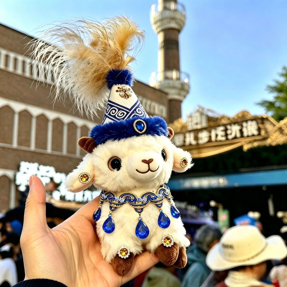 コンパクトな羽根飾り付きラインストーン羊バッグチャーム、エス - Ethnic Fashion Show のレビューと価格