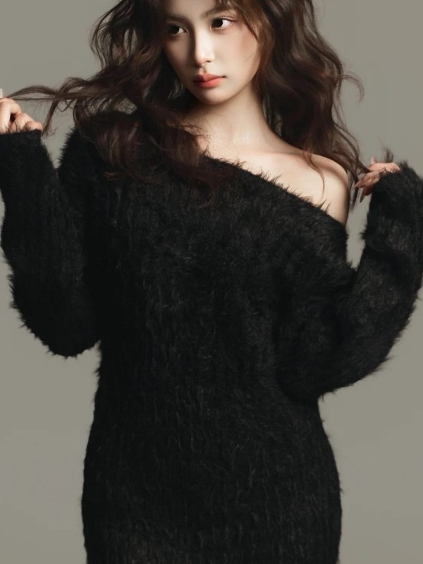 黒のポートレート写真用衣装 ワンショルダー 韓国風 スタジオ - Ethnic Fashion Studio のレビューと価格