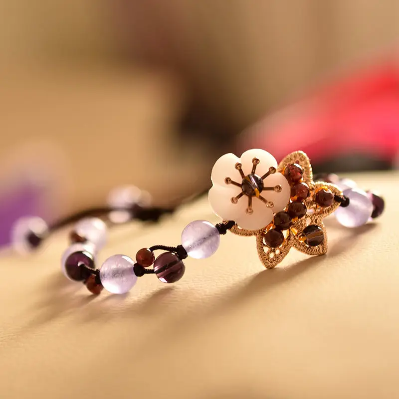 中国のクリスタル森ブレスレット森ガールパープルエスニックスタ - Ethnic Fashion For Ladies のレビューと価格