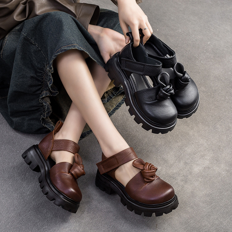 5 センチメートルエスニックノットプラットフォームウェッジ秋 - Ethnic Fashion In のレビューと価格