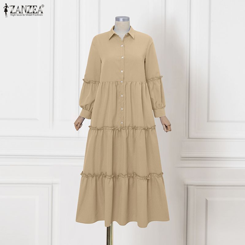 ZANZEA イスラム教徒ヒジャービス控えめなロングドレス女 - Abaya Modest Wear のレビューと価格