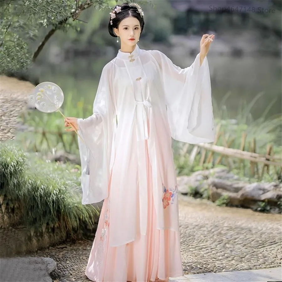 はい中国の伝統的なピンクオレンジグリーン女性服妖精漢服ファッ - Ethnic Fashion Show のレビューと価格