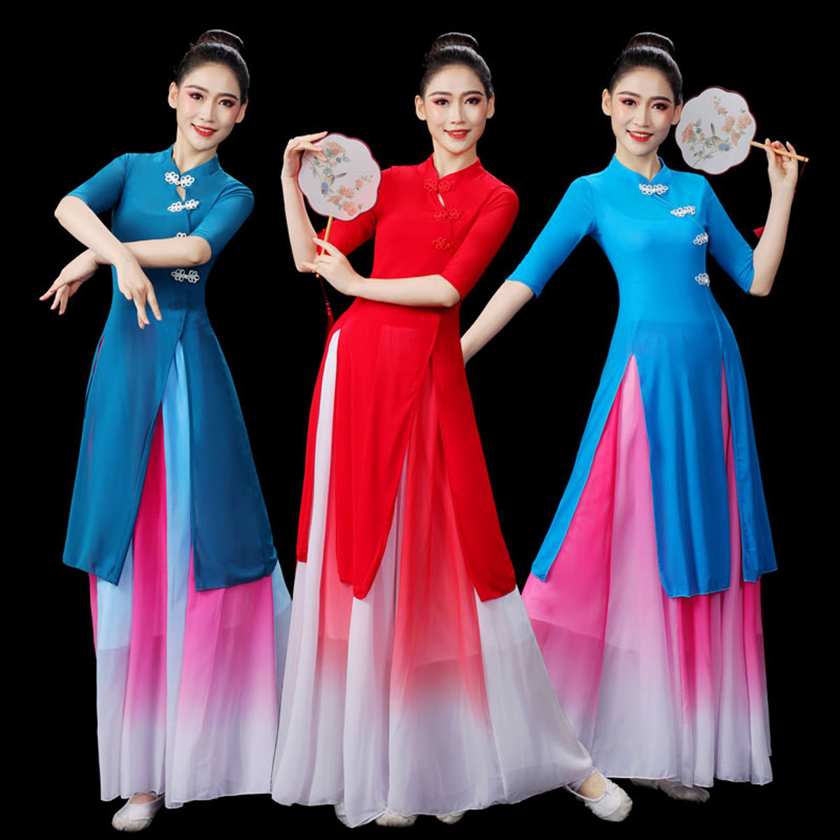 レディースクラシックダンスパフォーマンス衣装中国風チャイナパ - Ethnic Fashion Show のレビューと価格