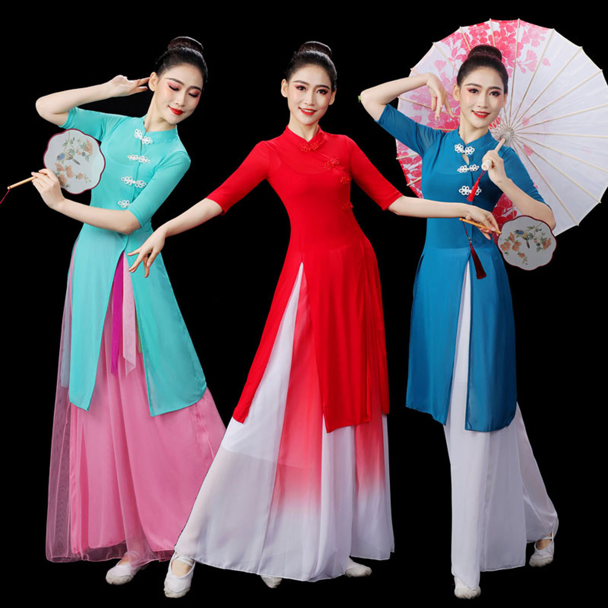 レディースクラシックダンスパフォーマンス衣装中国風チャイナパ - Ethnic Fashion Show のレビューと価格