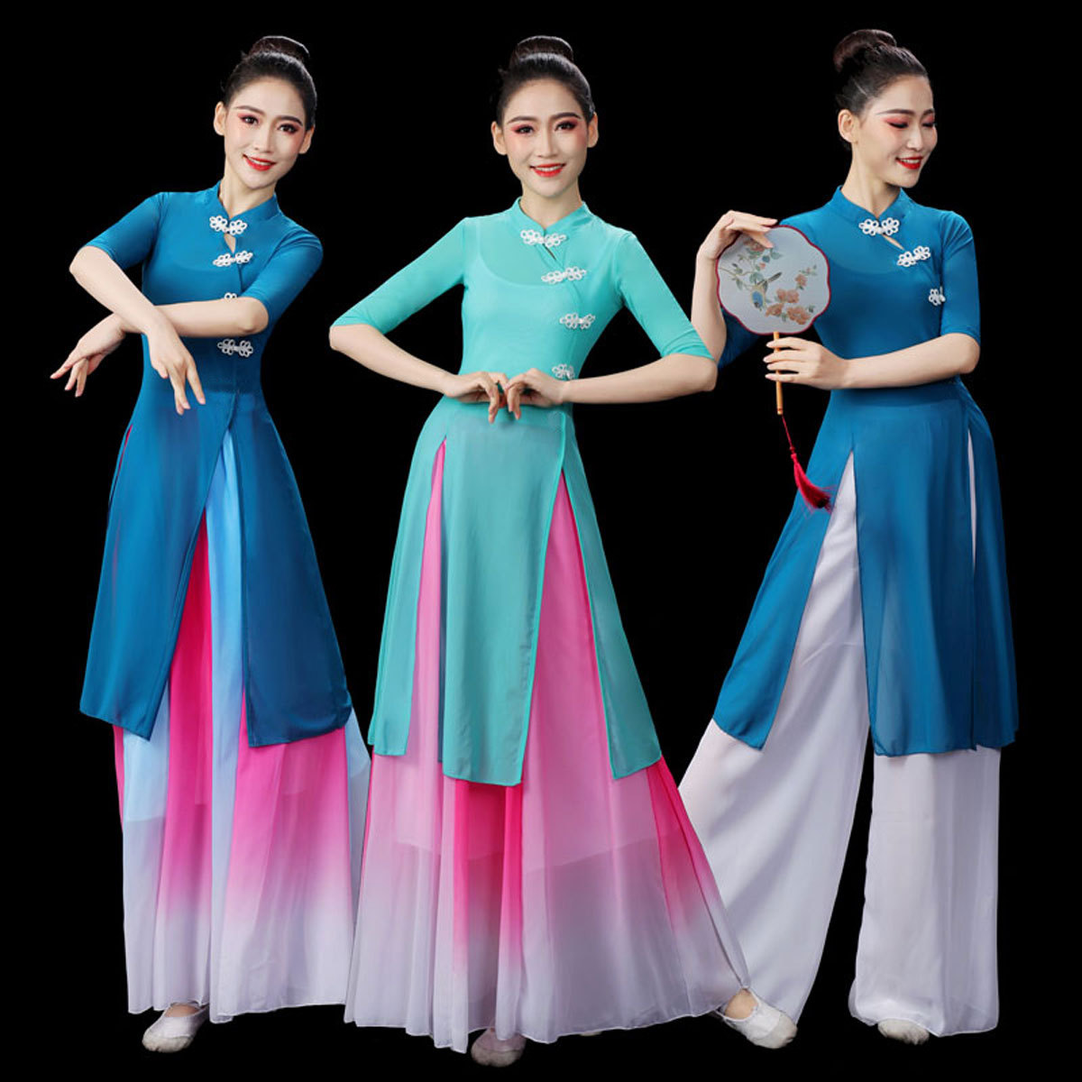 レディースクラシックダンスパフォーマンス衣装中国風チャイナパ - Ethnic Fashion Show のレビューと価格