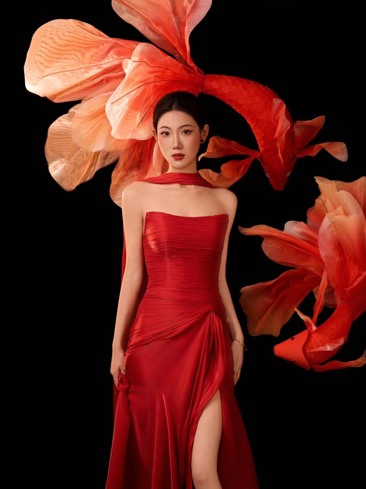 2026 新年赤い幸運の鯉中国風ドレススタジオ写真撮影伝統衣 - Ethnic Fashion Studio のレビューと価格