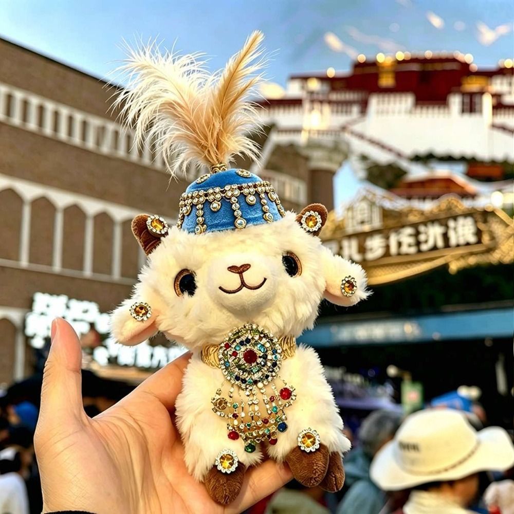 キュートな羽根飾り付きラインストーン羊バッグチャーム、エスニ - Ethnic Fashion Show のレビューと価格