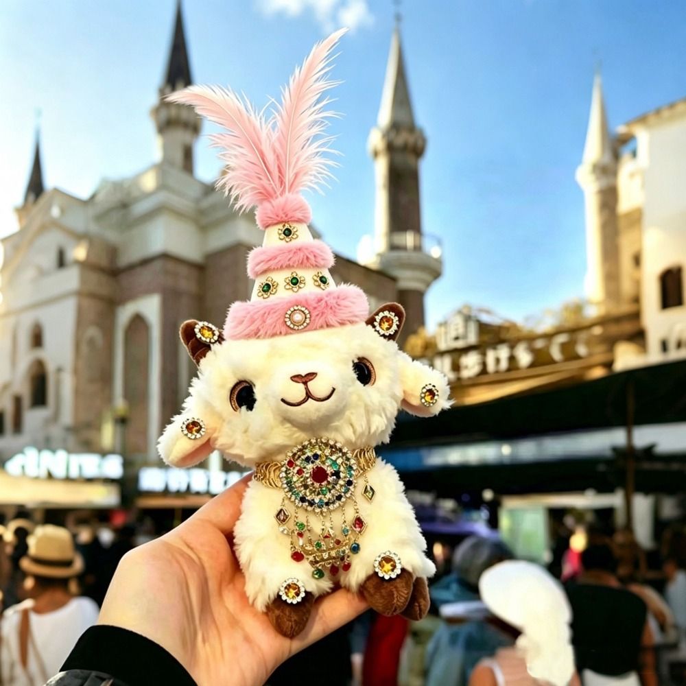 キュートな羽根飾り付きラインストーン羊バッグチャーム、エスニ - Ethnic Fashion Show のレビューと価格