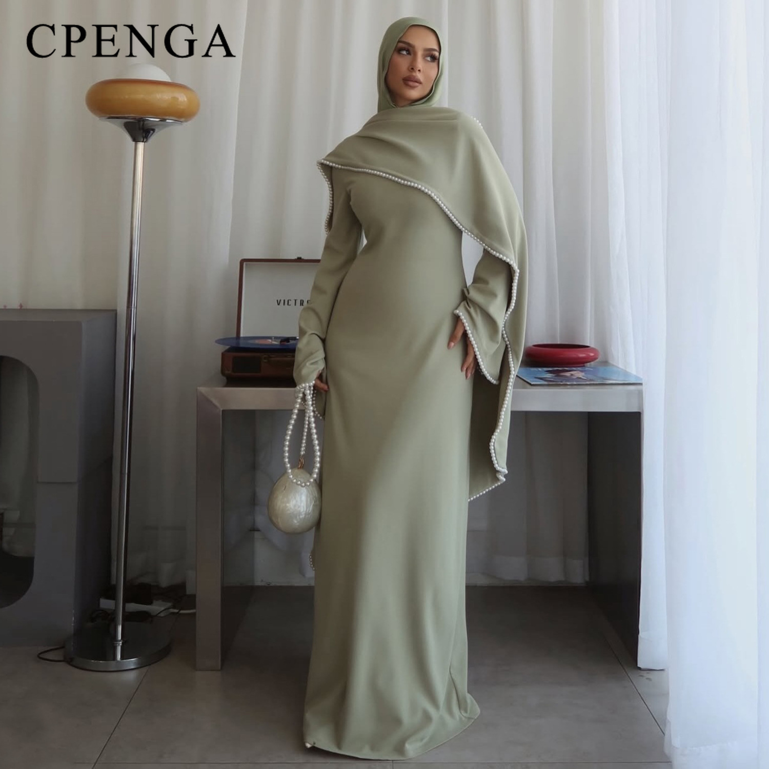 豪華なドバイアバヤ、ビーズ付きケープ付き、ムスリム女性向けエ - Abaya Modest Wear のレビューと価格